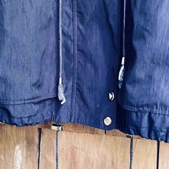 APROPOS Vintage 90s XL Navy Lining Full Zip Snap Windbreaker Parka Coat - Picture 5 of 16